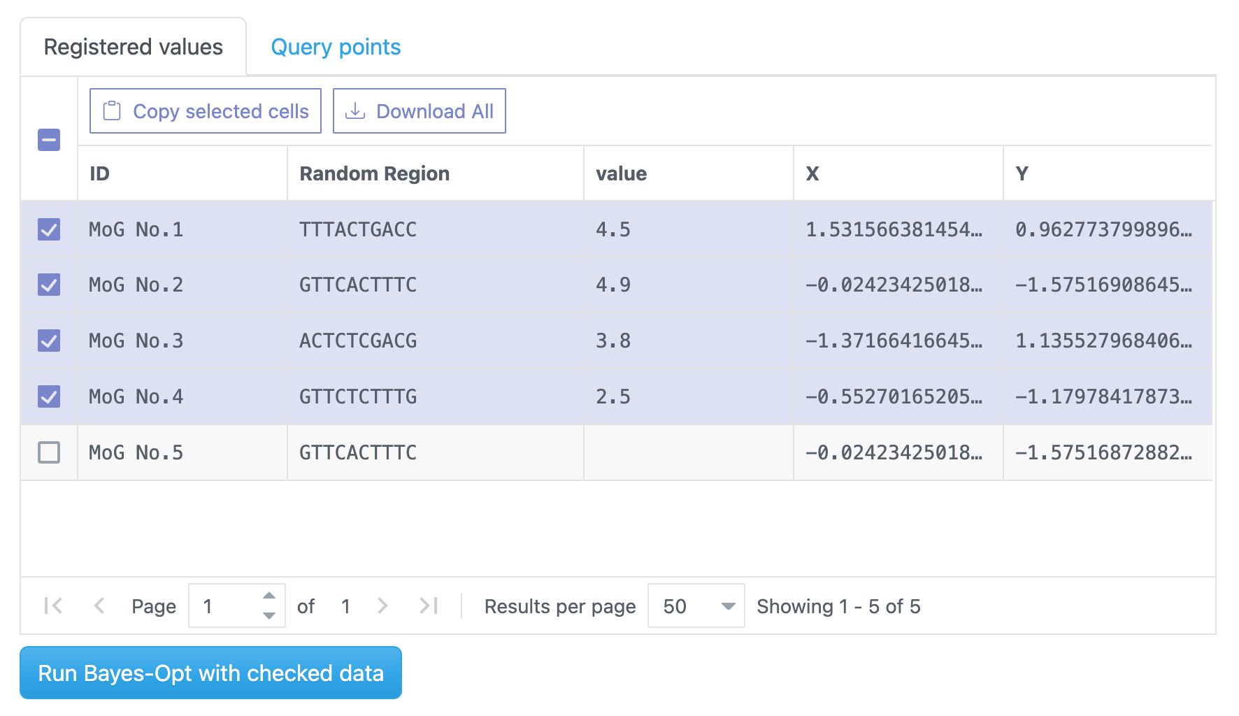 Registering sequences for BO