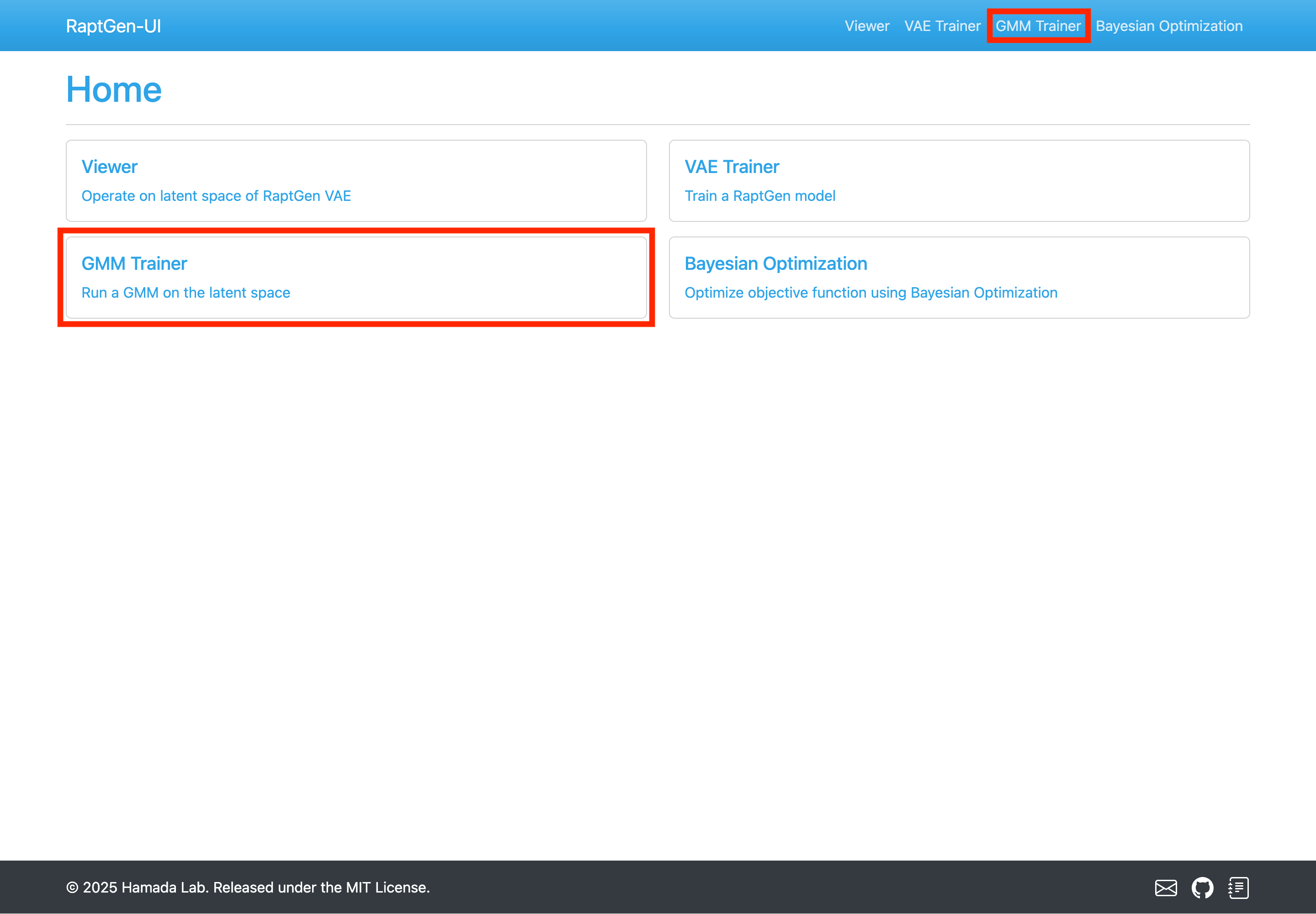 Accessing the GMM Trainer page