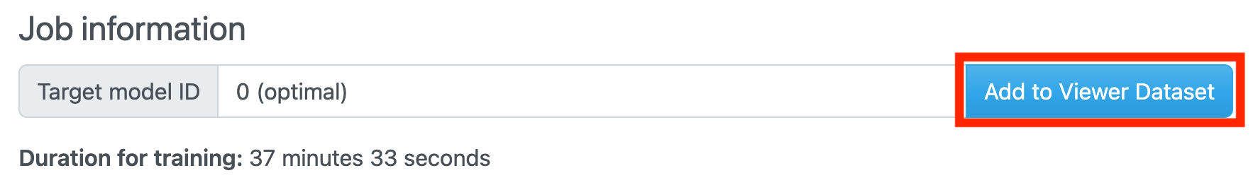 Button to add training job to the dataset
