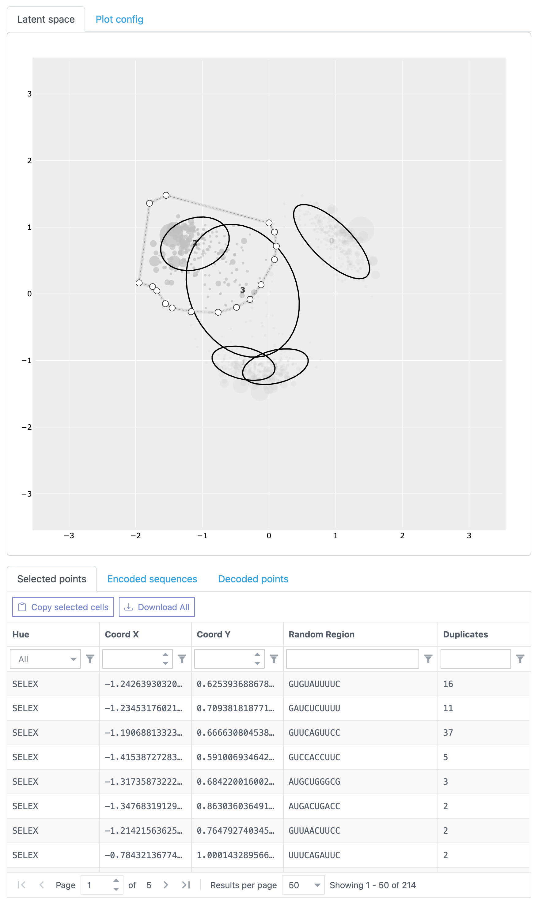 Partial data is selected in latent space
